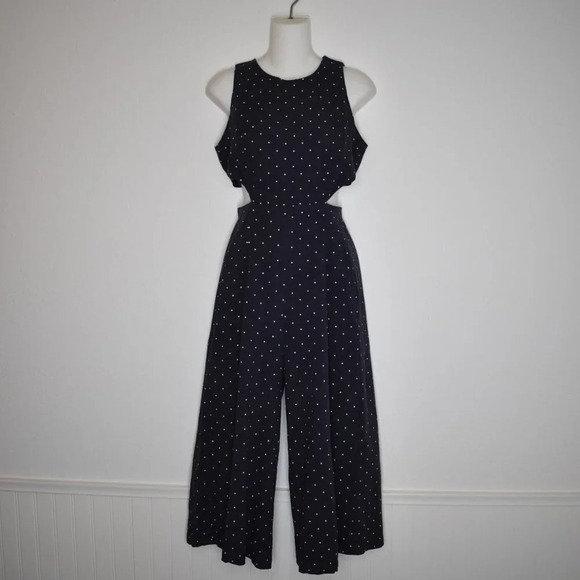 Princess Polly Polka Dot Romper Sz 8 Wide Leg Ankle Jumpsuit Gaucho Minimalist - Picture 1 of 16